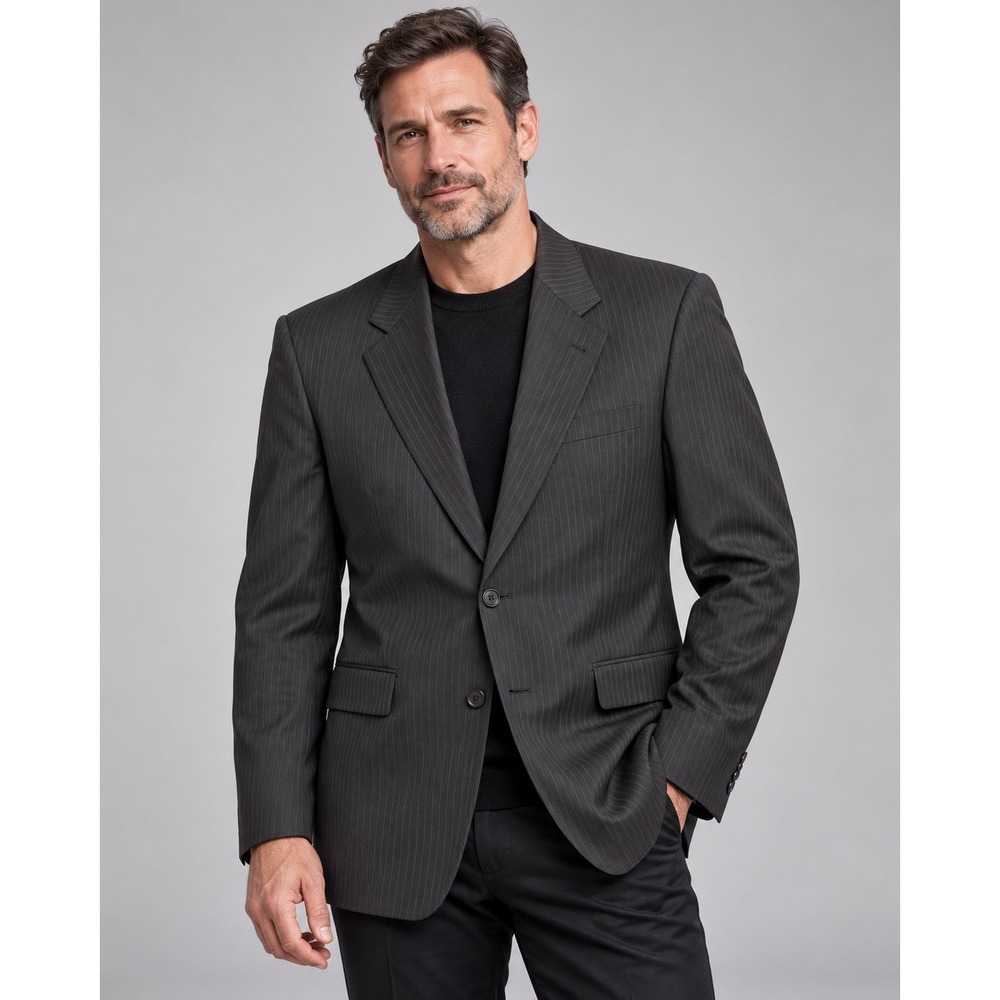 Burberry London Mens 42R Blazer Charcoal Grey Pinstripe New Wool Suit Jacket